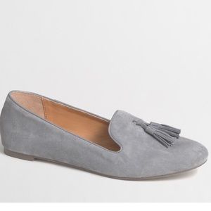 J CREW Factory CORA Gray Faux Suede Vegan Tassel Loafer Flat 8